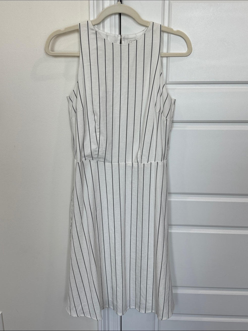 A New Day Women’s White & Black Stripe Dress, Fully Lined Sleeveless, XS